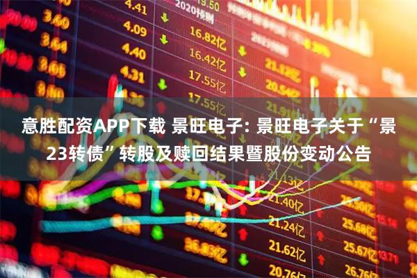意胜配资APP下载 景旺电子: 景旺电子关于“景23转债”转股及赎回结果暨股份变动公告