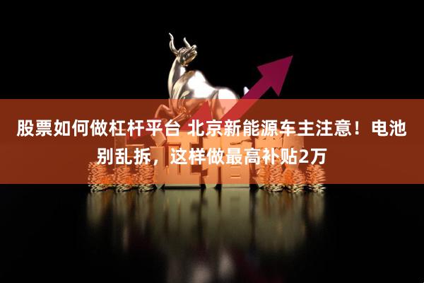 股票如何做杠杆平台 北京新能源车主注意！电池别乱拆，这样做最高补贴2万